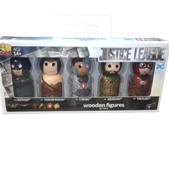 Pin Mate Wood Figures DC Justice League Batman Wonder Woman Aquaman Flash Cyborg - Picture 1 of 4